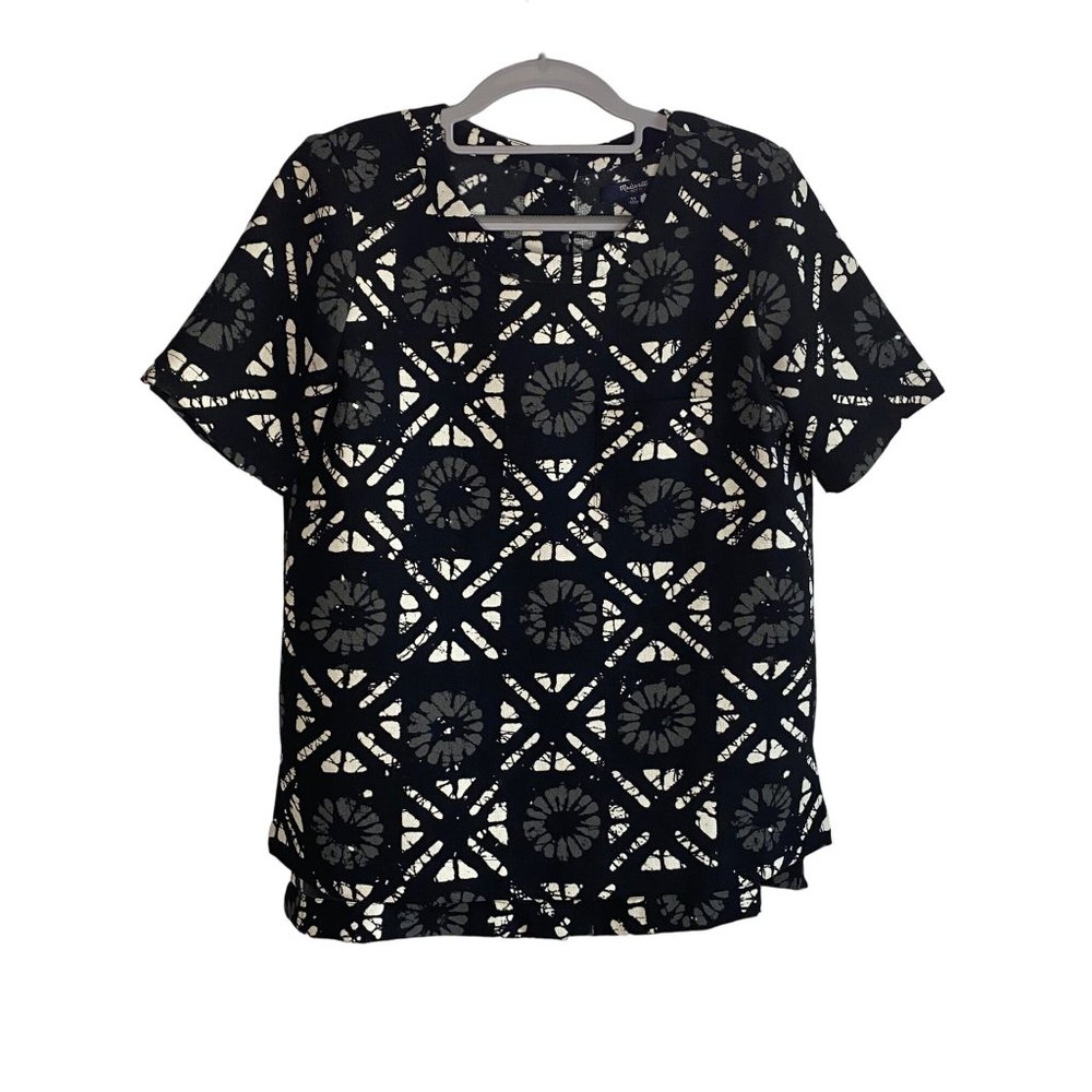 Madewell Industry Button-Back Top in Batik Grid‎ Sz XS